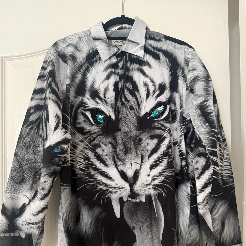Versus by Versace Fierce Tiger Print Button-Up Shirt
